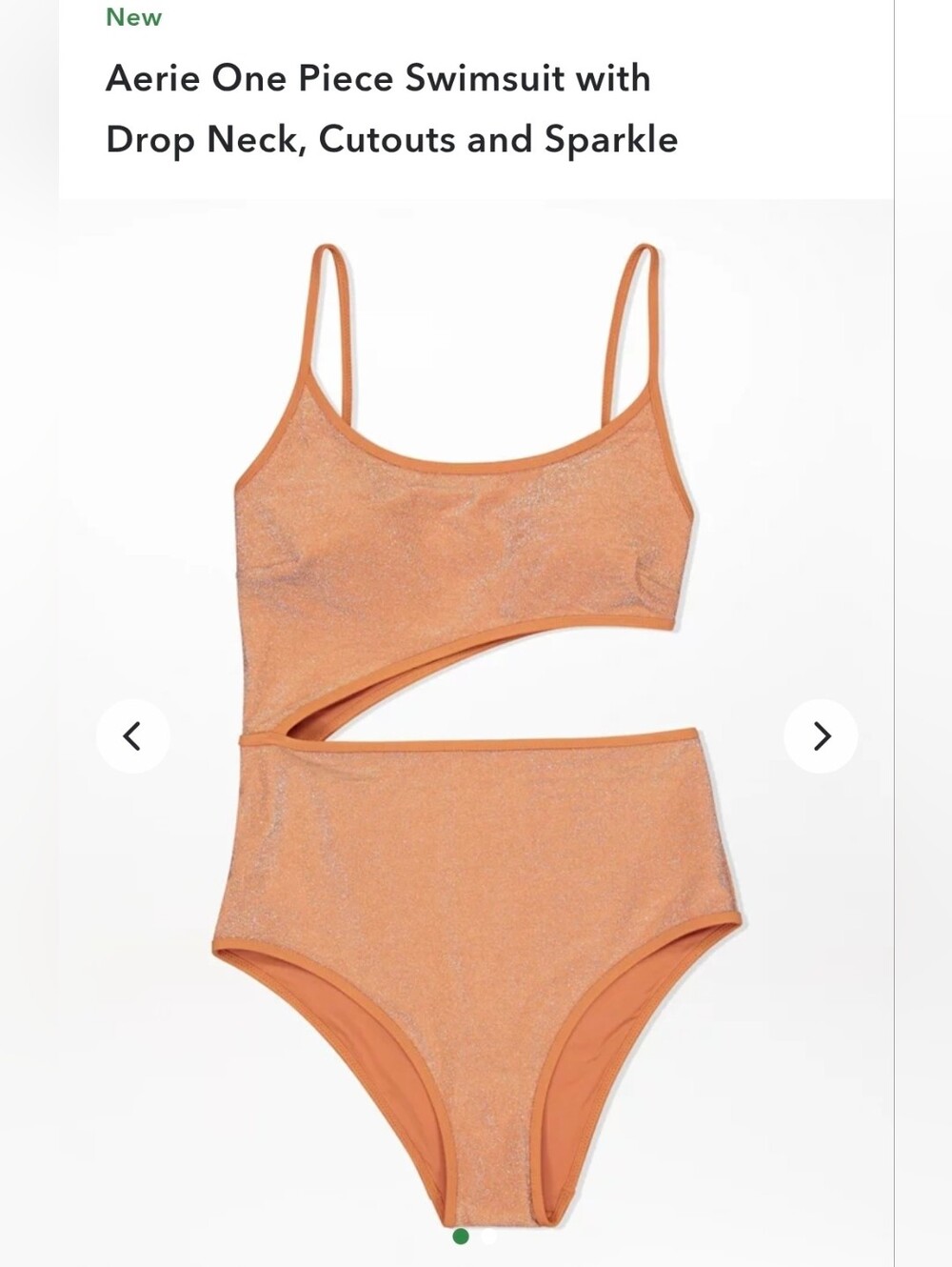 aerie Shimmery Peach Cutout One-Piece Swimsuit